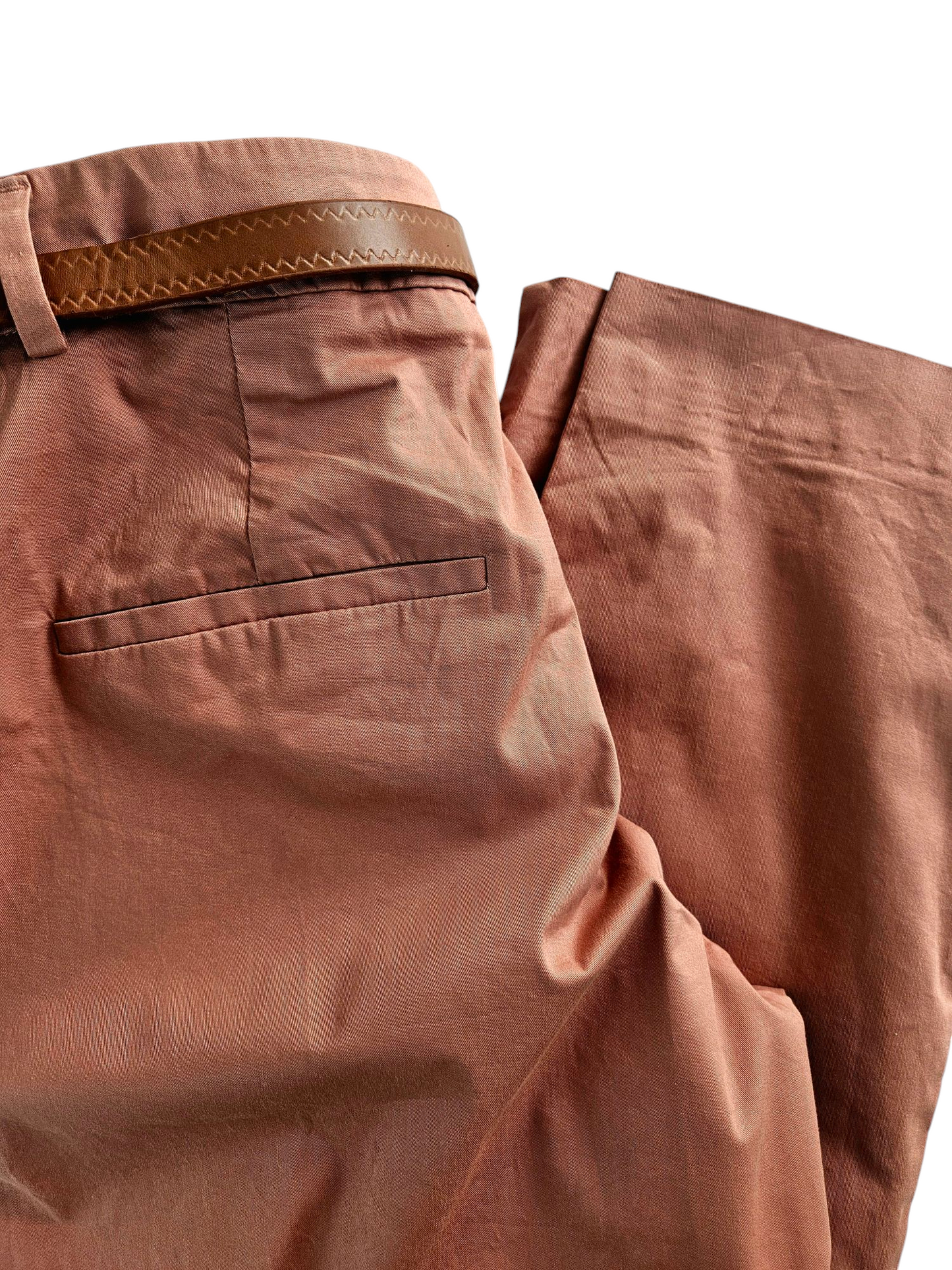 Pantalon chino rose avec ceinture marron  Élégant & Confortable XL