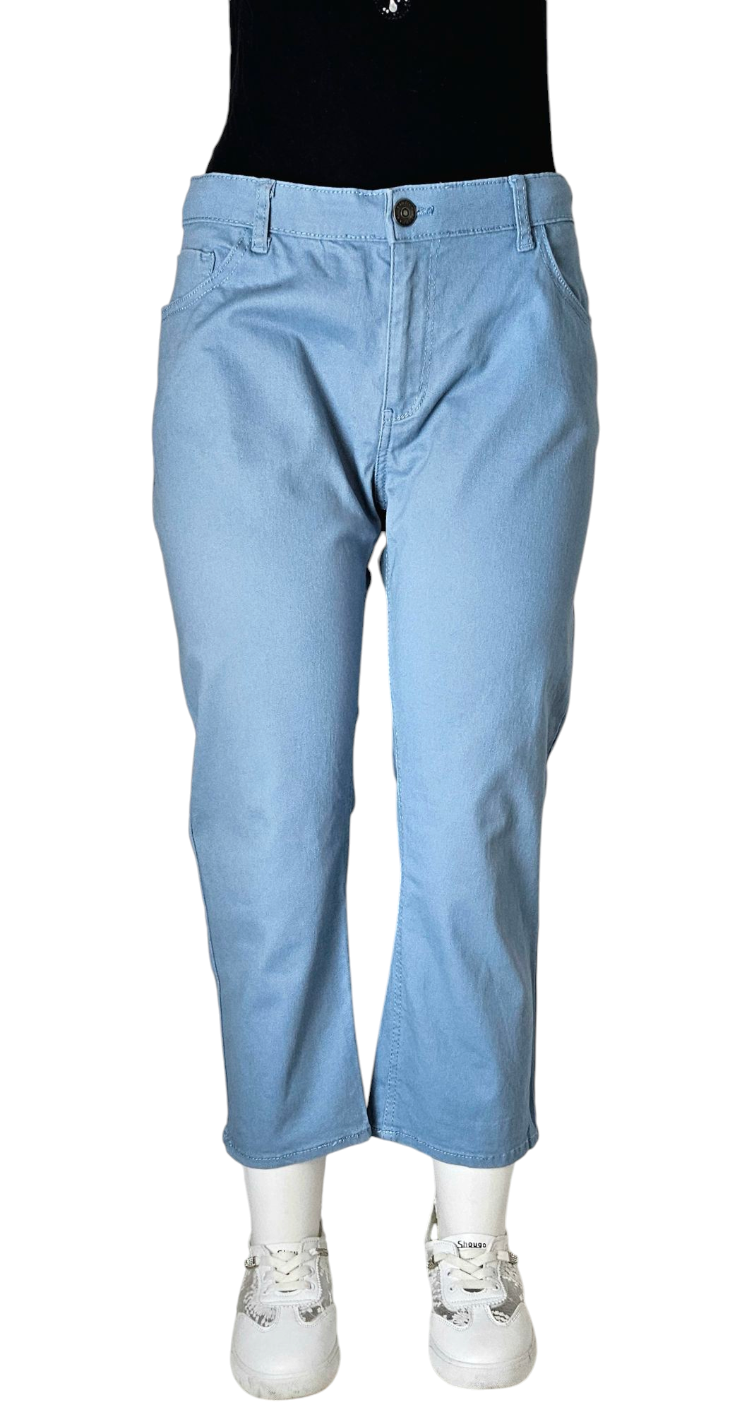 Chino cropped bleu ciel XXL