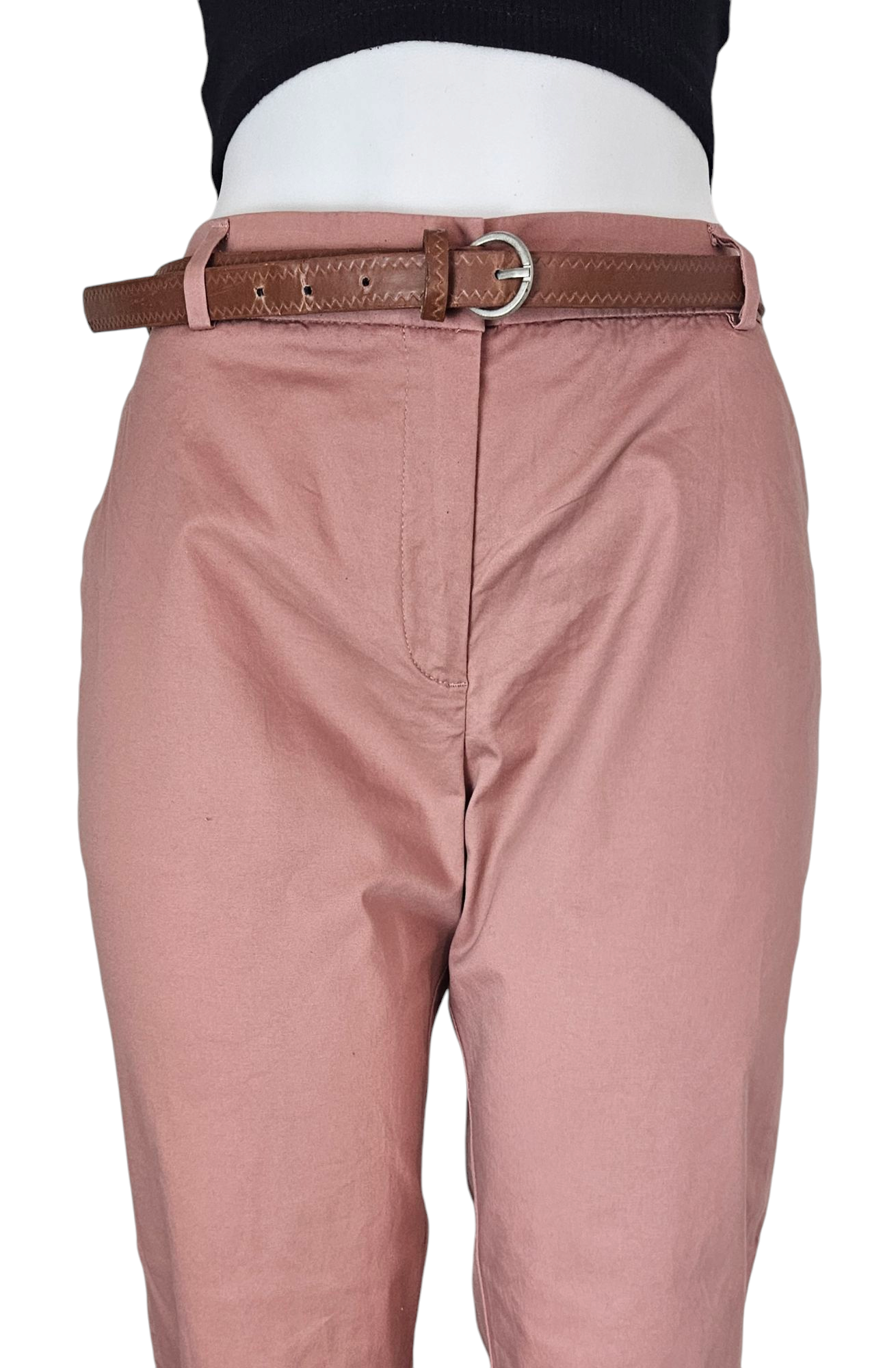 Pantalon chino rose avec ceinture marron  Élégant & Confortable XL