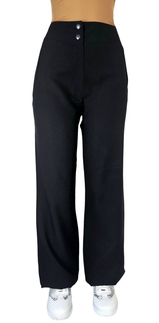 Pantalon noir évasé taille haute